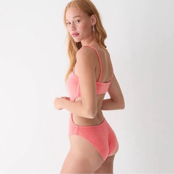 J.Crew Cutout bandeau one-piece in terry cloth, Coral, Women’s Plus Size 24 - Picture 6 of 6
